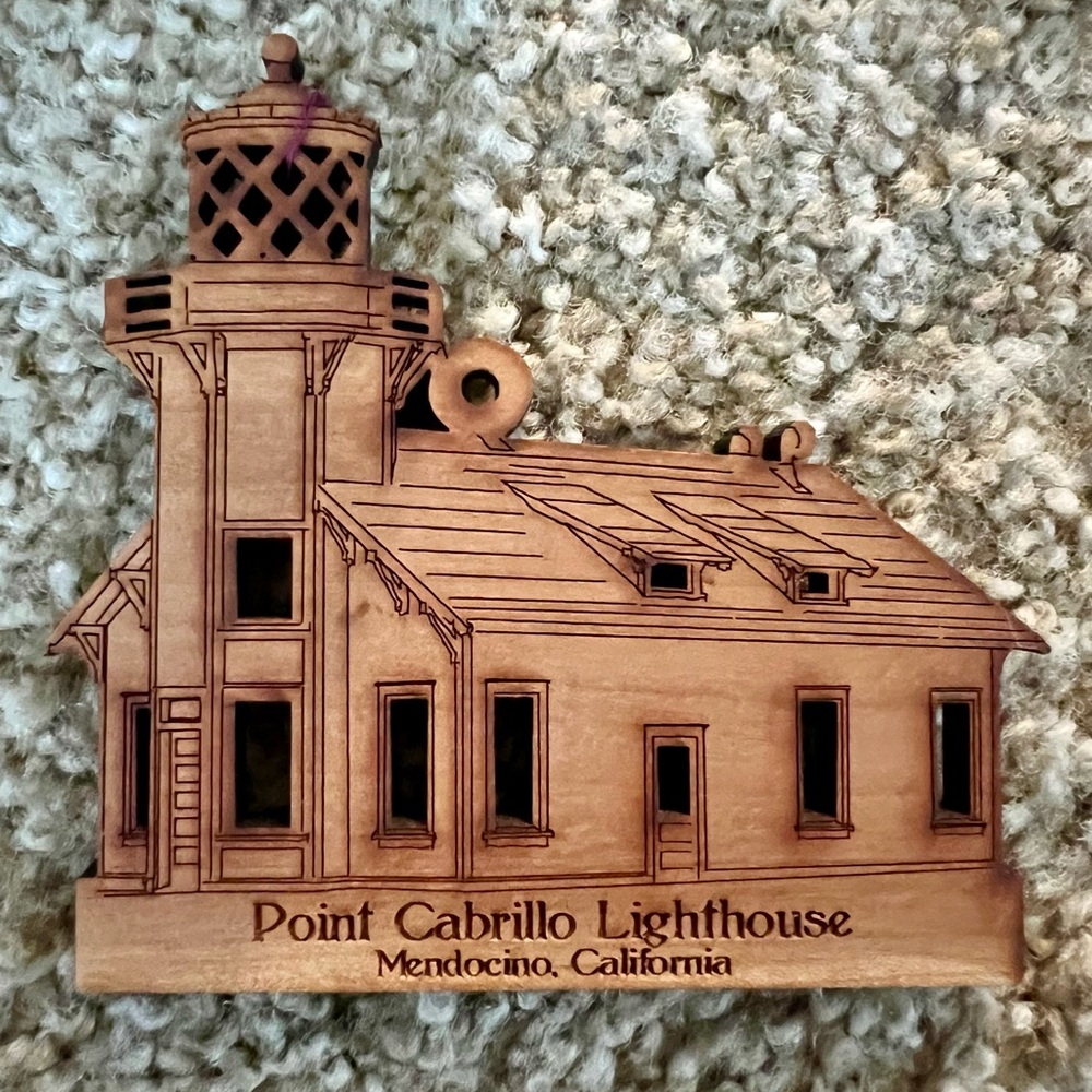 Point Cabrillo Lighthouse Mendocino, CA Cutout Ornament
